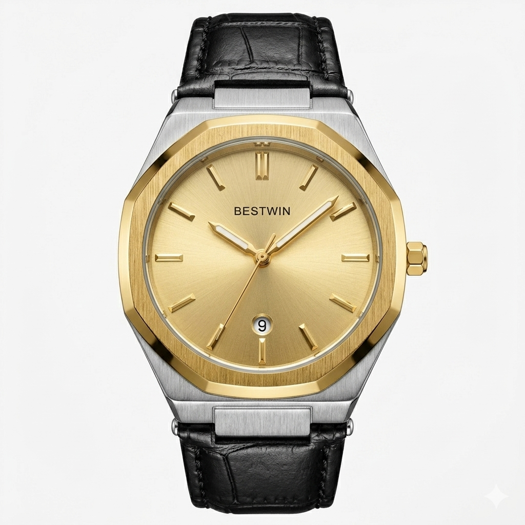 Bestwin Golden Prestige Leather Watch