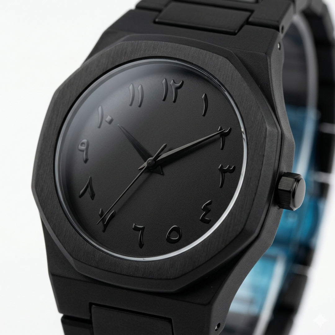 Black Arabic Aura Minimalist Watch
