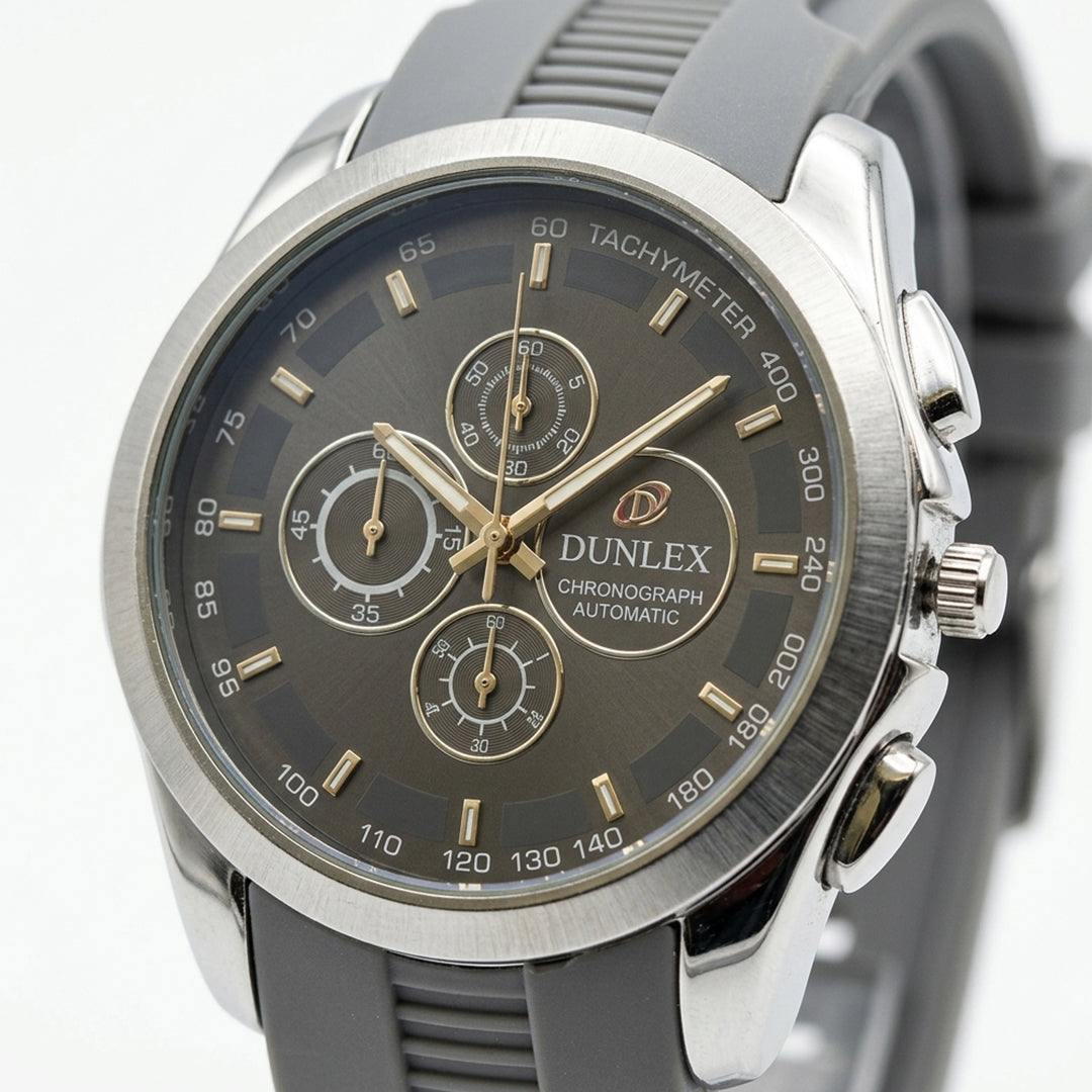 Dunlex Sport Chronograph Grey Dial Rubber Strap Watch