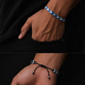 Premium Blue & Silver Chevron Adjustable Bracelet – Modern Luxury Wrist Accessory
