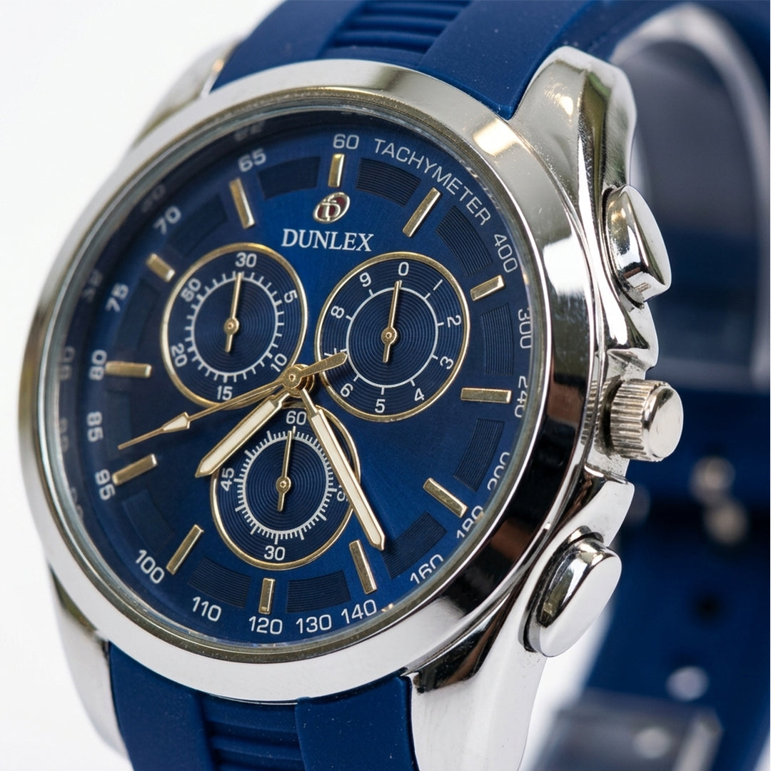 Dunlex Sport Blue Chronograph Silicone Strap Watch