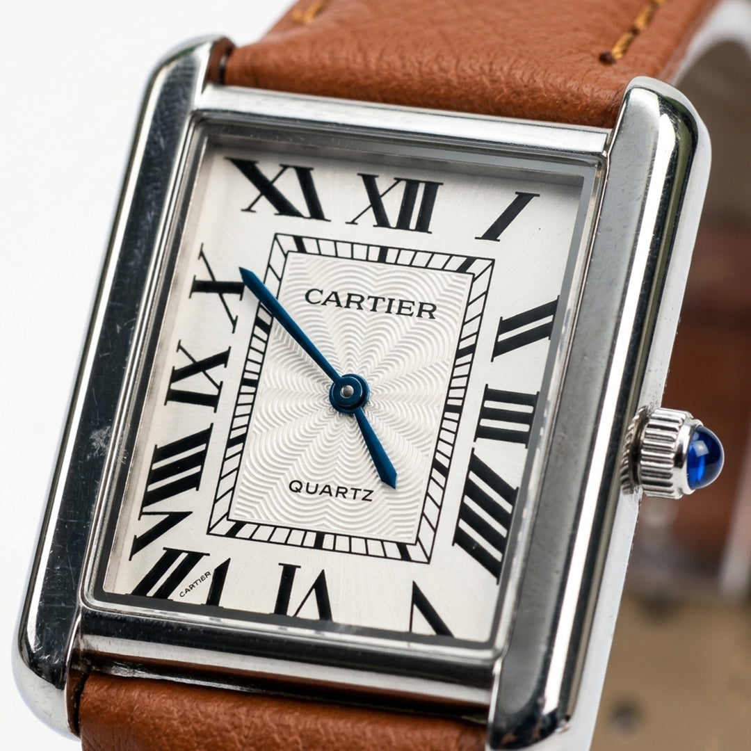 Vintage Tank Elegant Roman Dial Square Watch