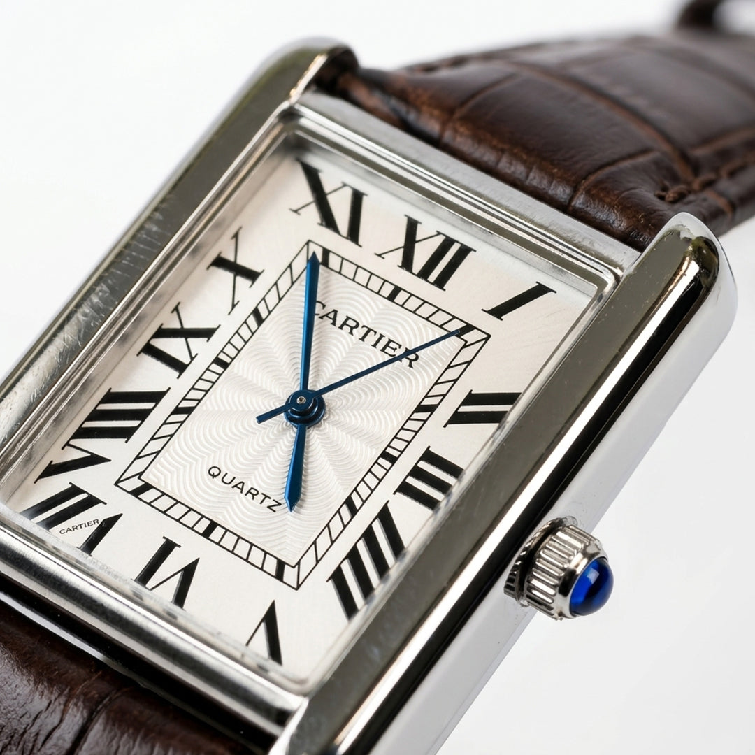 Vintage Tank Luxury Elegant Brown Dial Square Watch