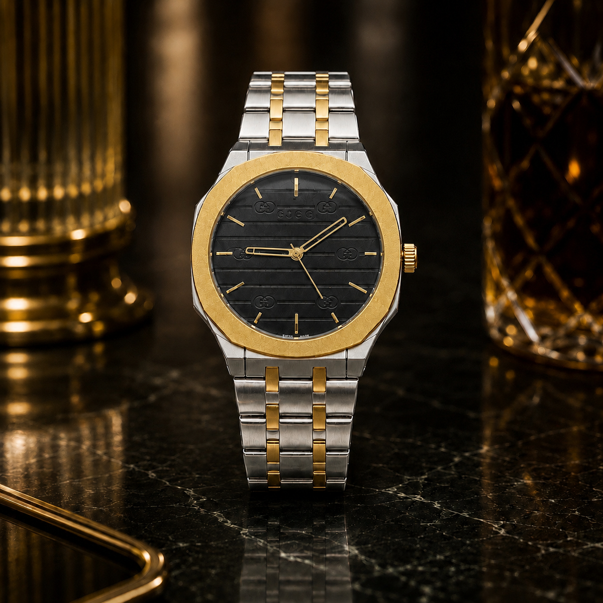 Gucci Black & Gold Luxe Watch