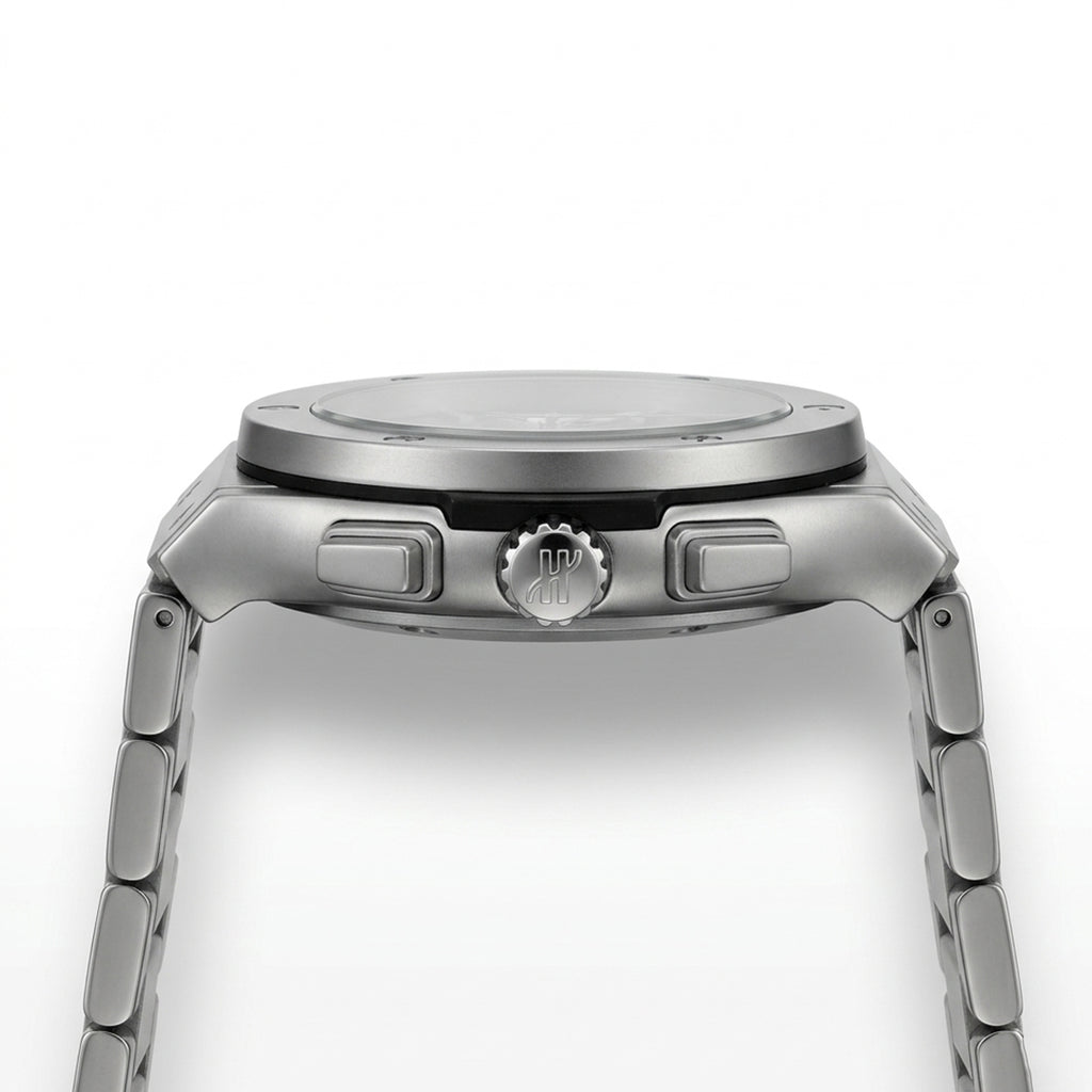 Silver Chronograph Luxury Steel Watch – Black Dial