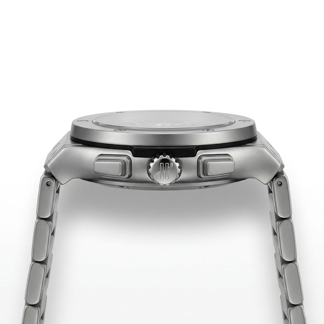 Silver Chronograph Luxury Steel Watch – Black Dial