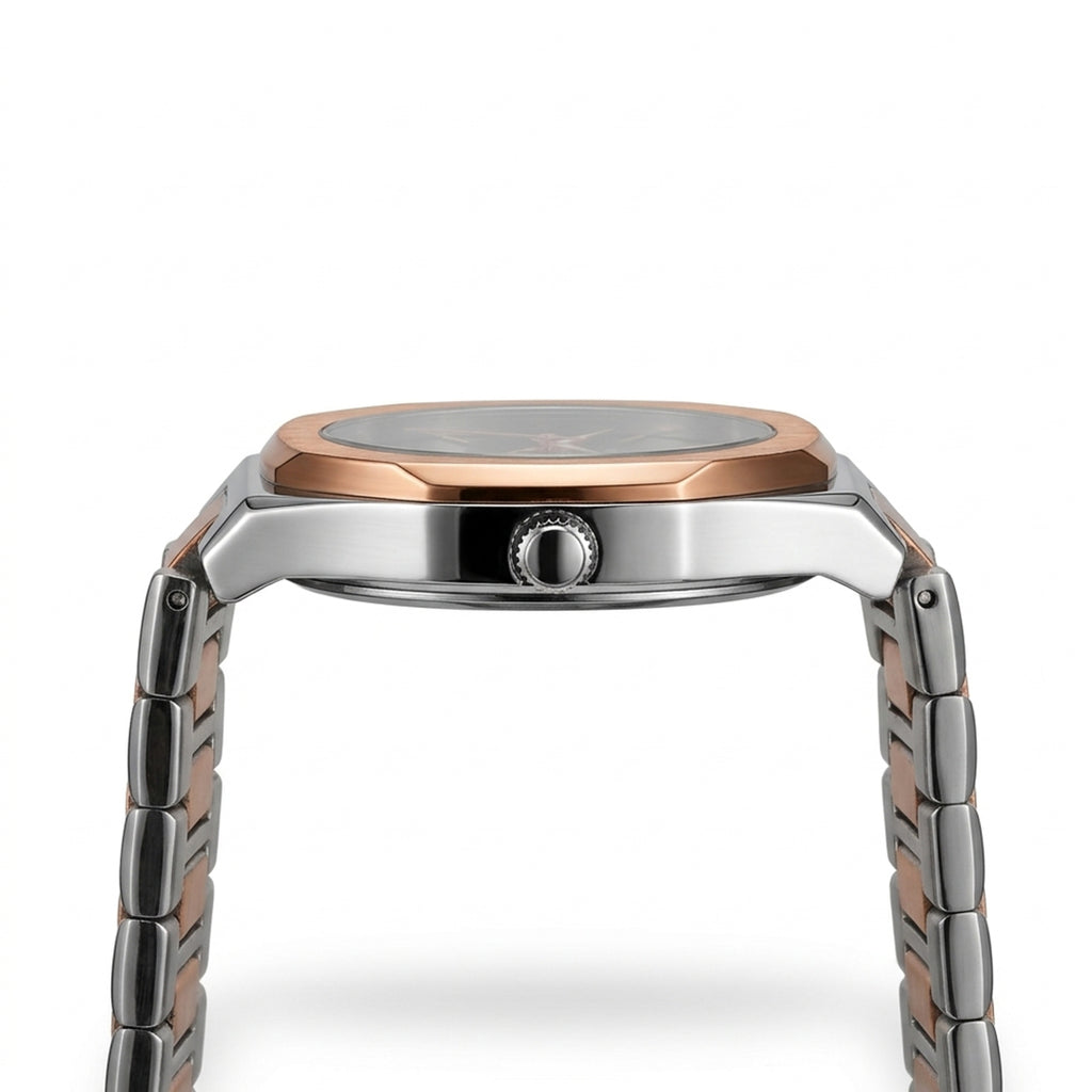 Universe Dual Tone Classic Steel Watch – Brown Dial