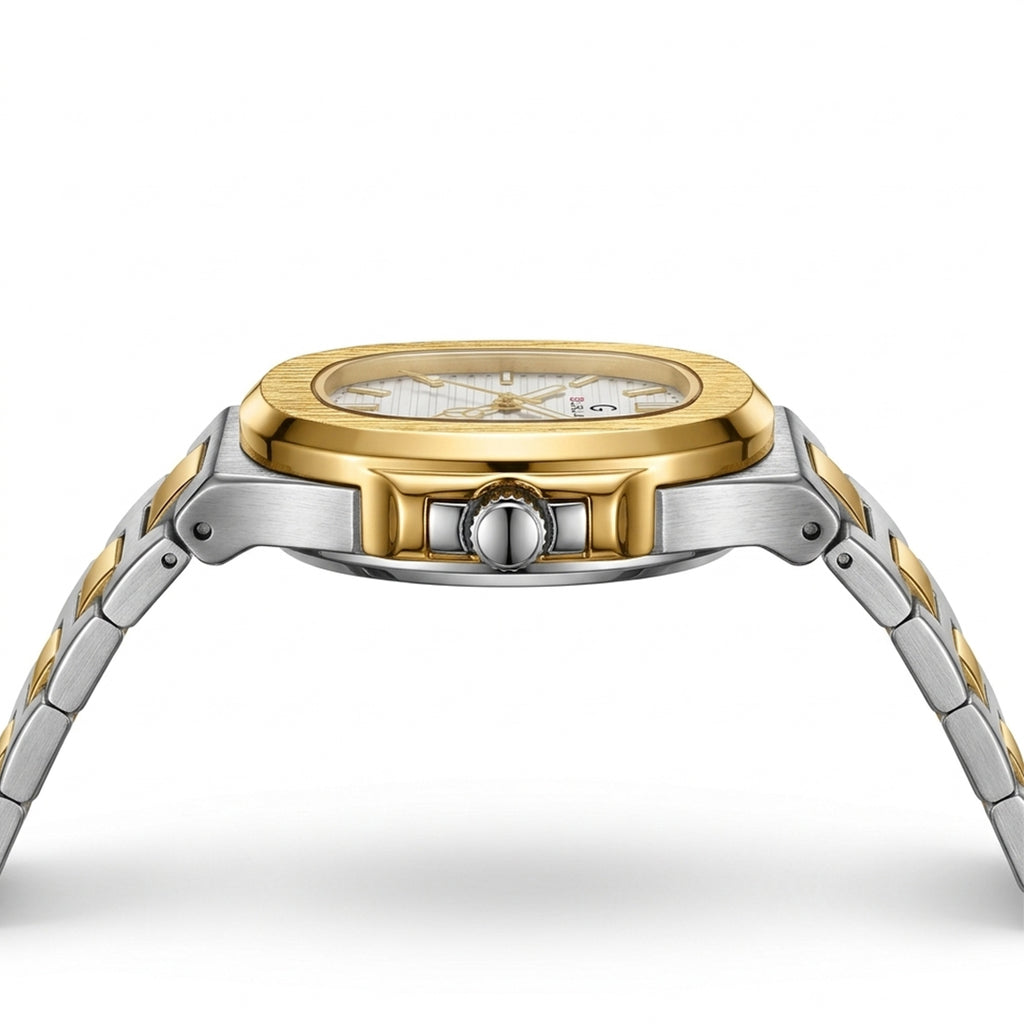 Gusalai Luxury Elegant Two-Tone Gold Steel Watch