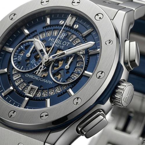 Blue Skeleton Chronograph Luxury Watch