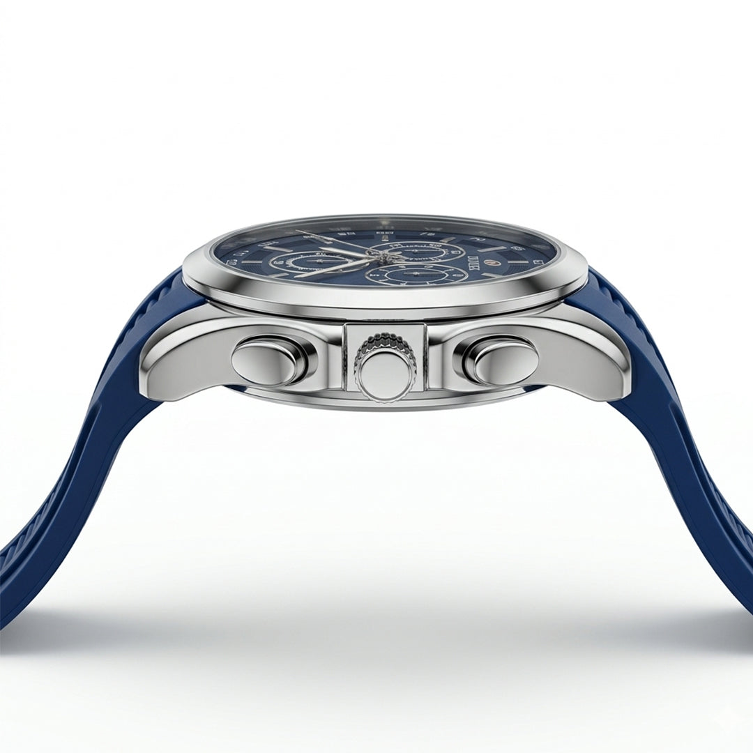 Dunlex Sport Blue Chronograph Silicone Strap Watch