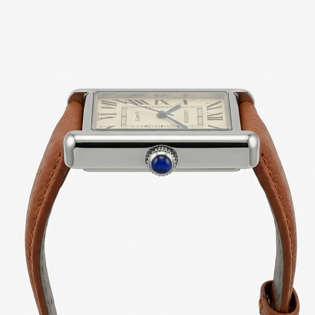 Vintage Tank Elegant Roman Dial Square Watch