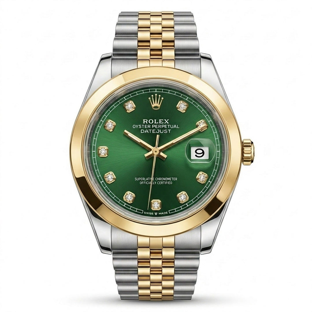 Rollie | Green Dial Two-Tone Luxury Watch