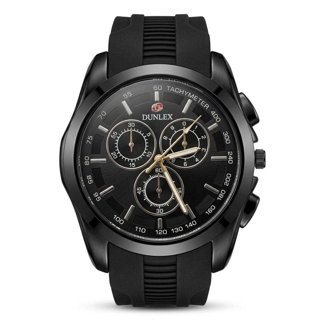 Dunlex Black Chronograph Sports Watch