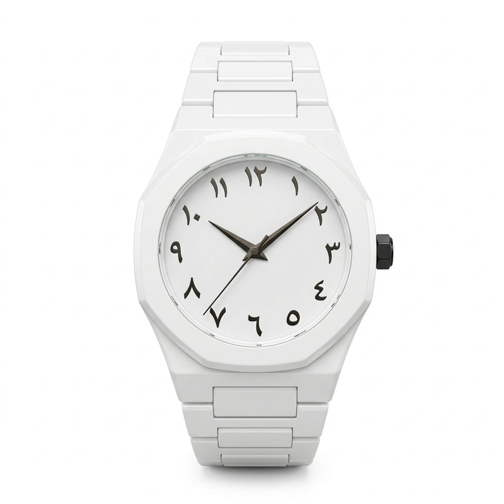 Aura White Arabic Dial Minimalist Watch