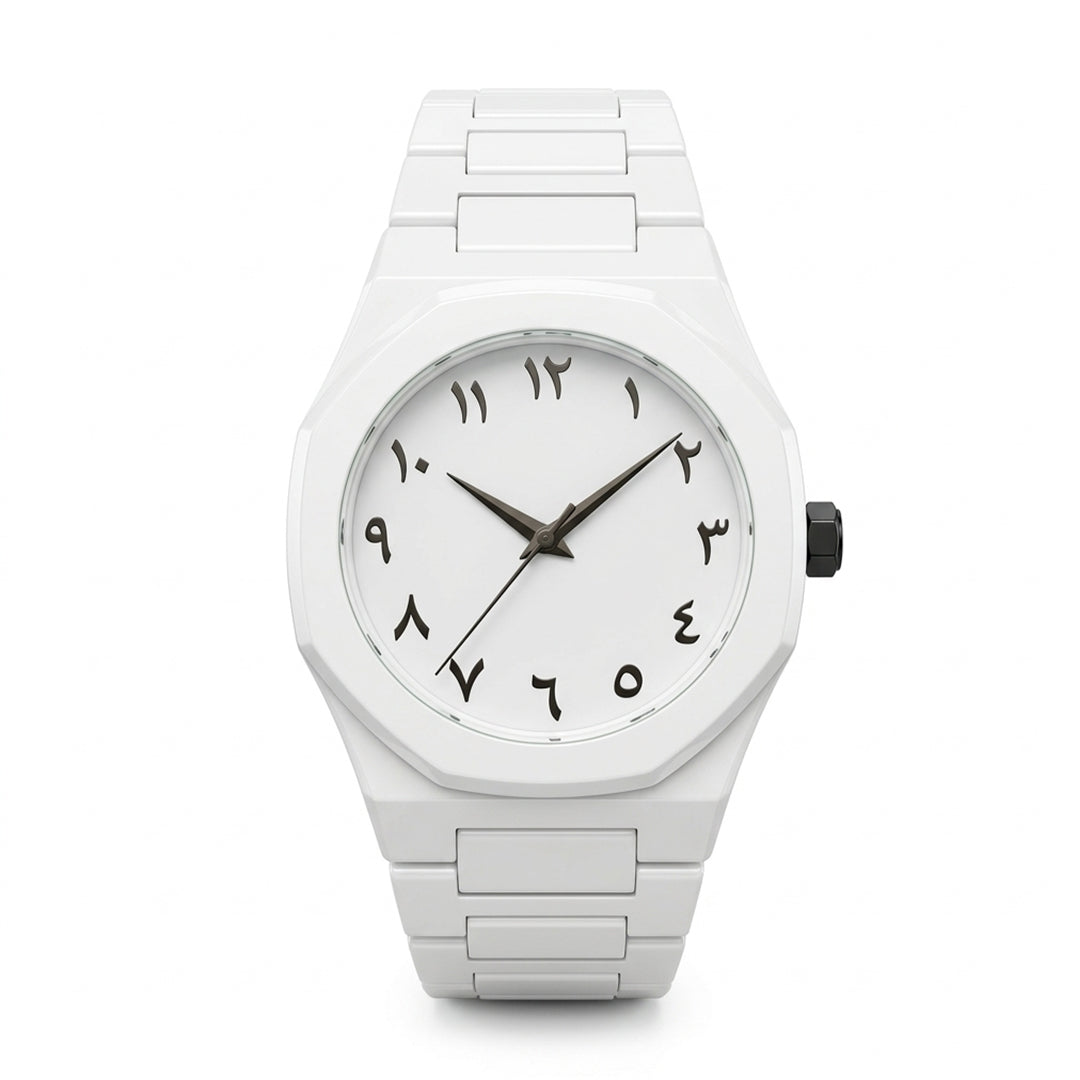 Aura White Arabic Dial Minimalist Watch