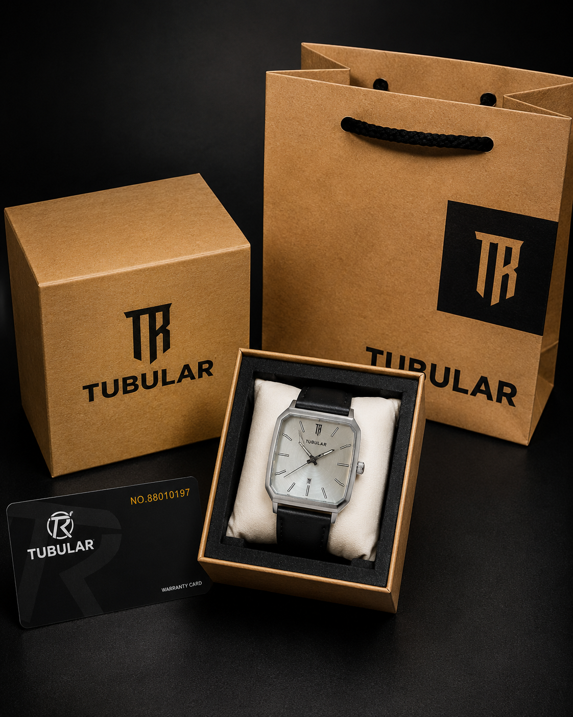 Tubular Premium Square Dial Men’s Leather Strap Watch