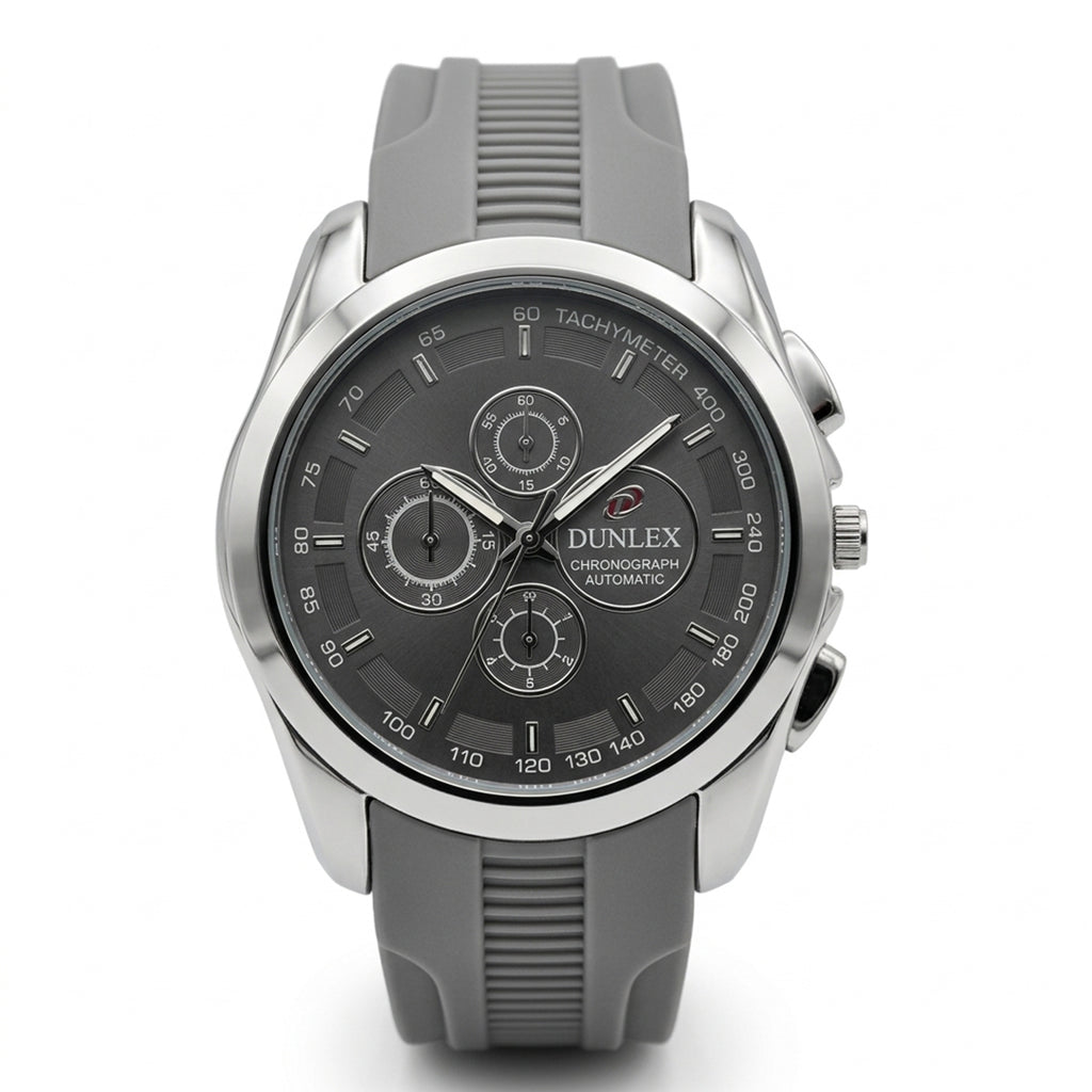 Dunlex Sport Chronograph Grey Dial Rubber Strap Watch
