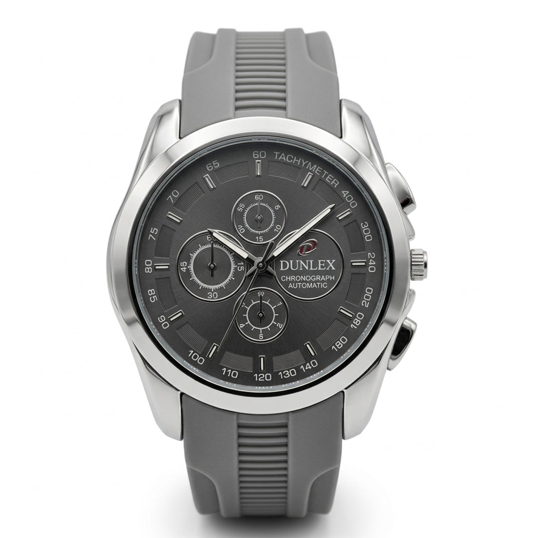 Dunlex Sport Chronograph Grey Dial Rubber Strap Watch