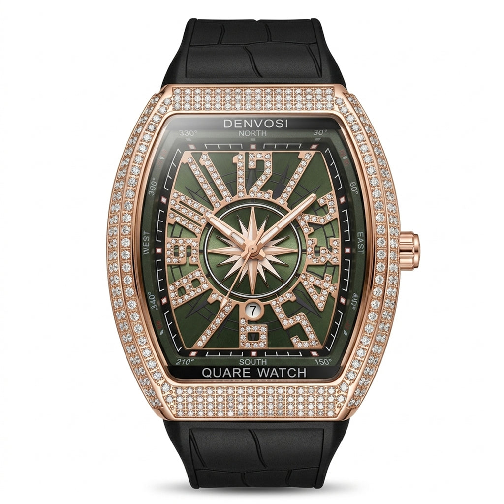 Denvosi Luxury Elegant Green Dial Diamond Square Watch