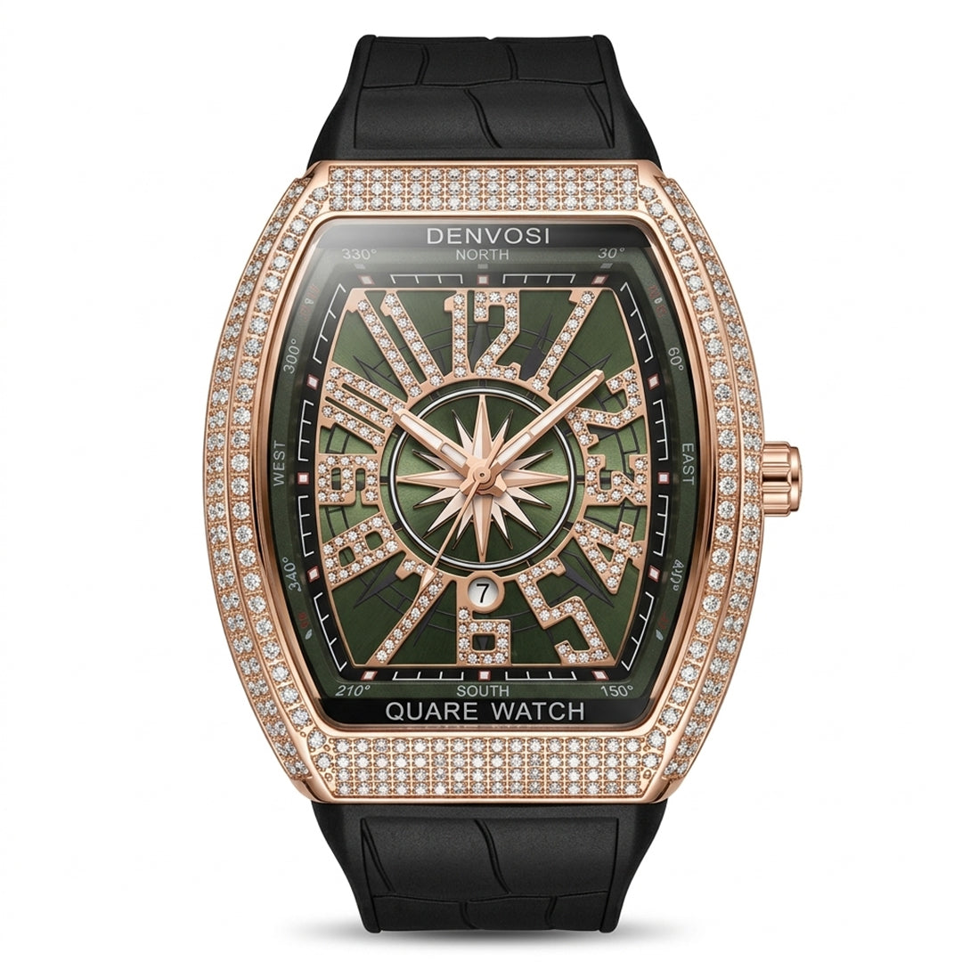 Denvosi Luxury Elegant Green Dial Diamond Square Watch