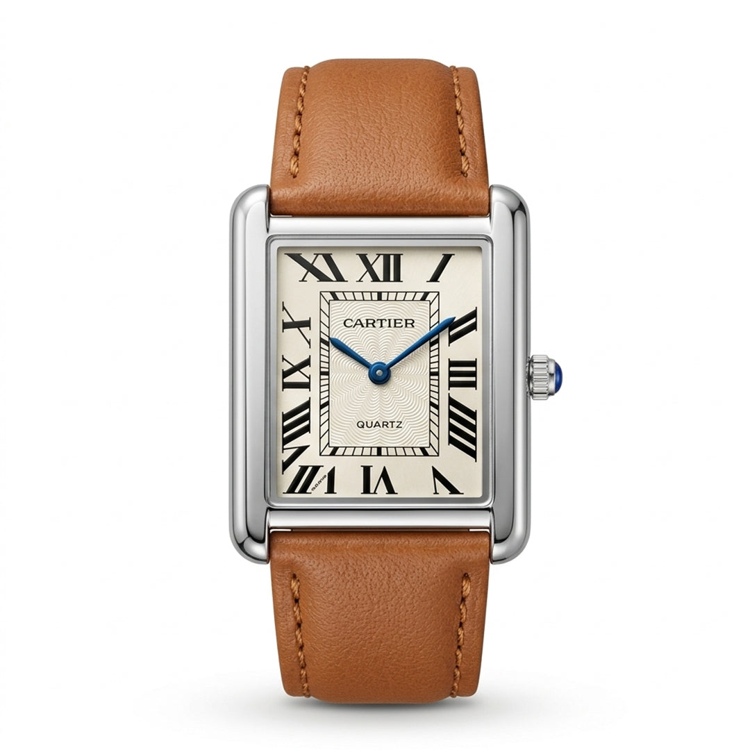 Vintage Tank Elegant Roman Dial Square Watch