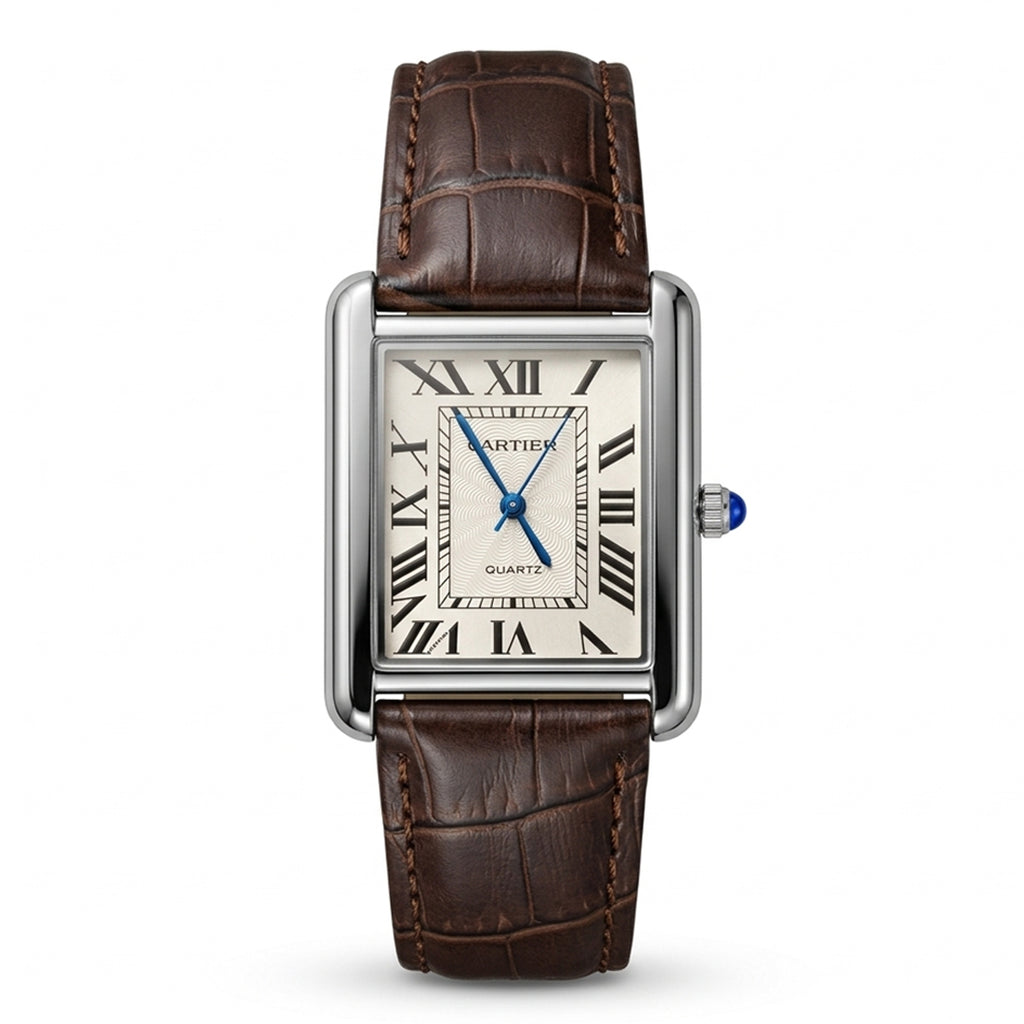 Vintage Tank Luxury Elegant Brown Dial Square Watch