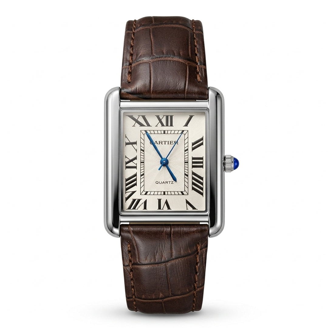 Vintage Tank Luxury Elegant Brown Dial Square Watch