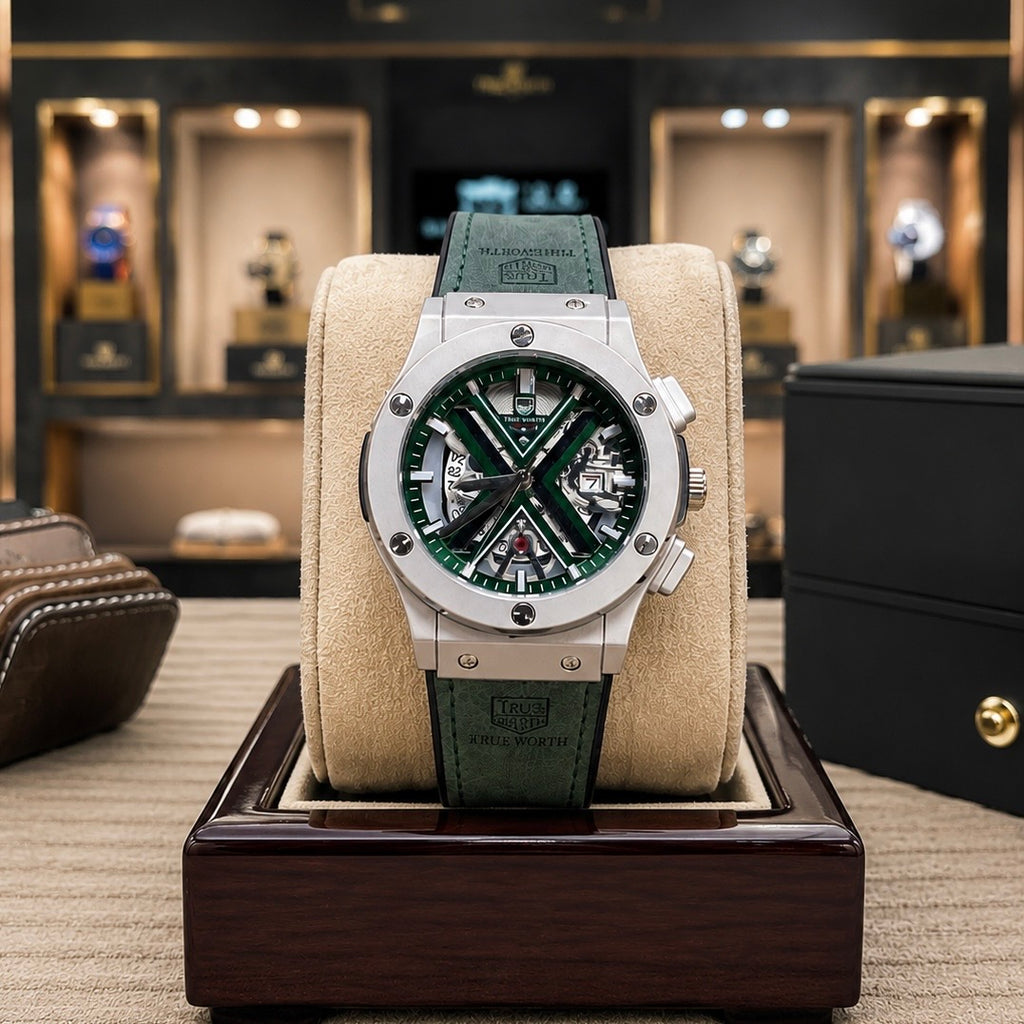 Green X Skeleton Watch