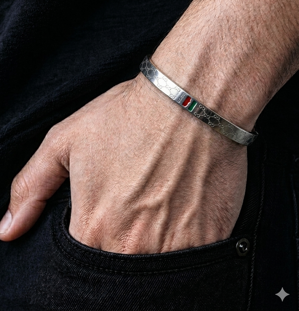 Luxury Silver Signature Cuff Bracelet