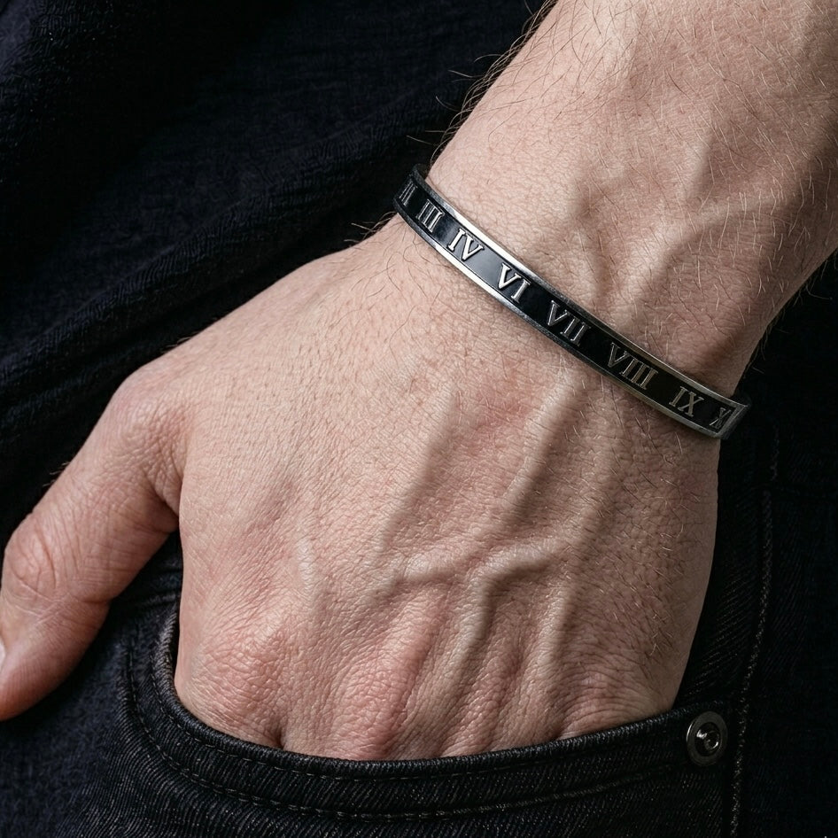 Luxury Roman Numeral Cuff Bracelet